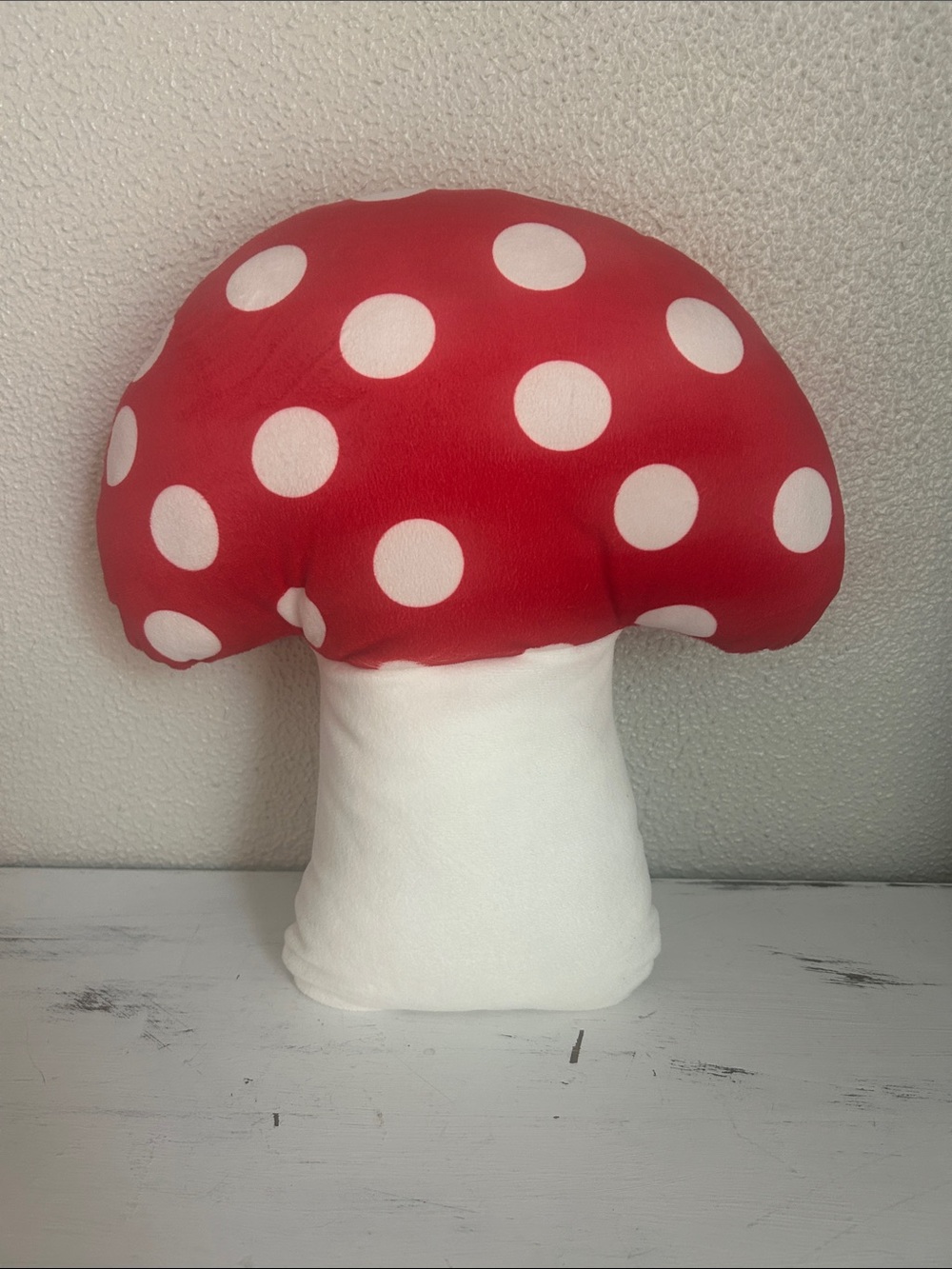Red & White Polka Dot Mushroom Pillow